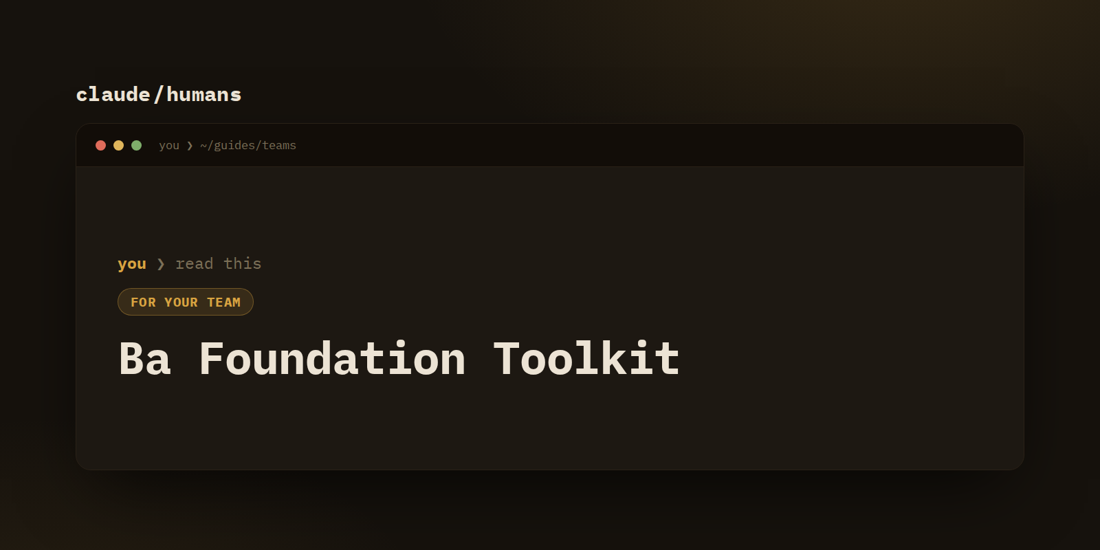 The BA Foundation toolkit: the files your team installs
