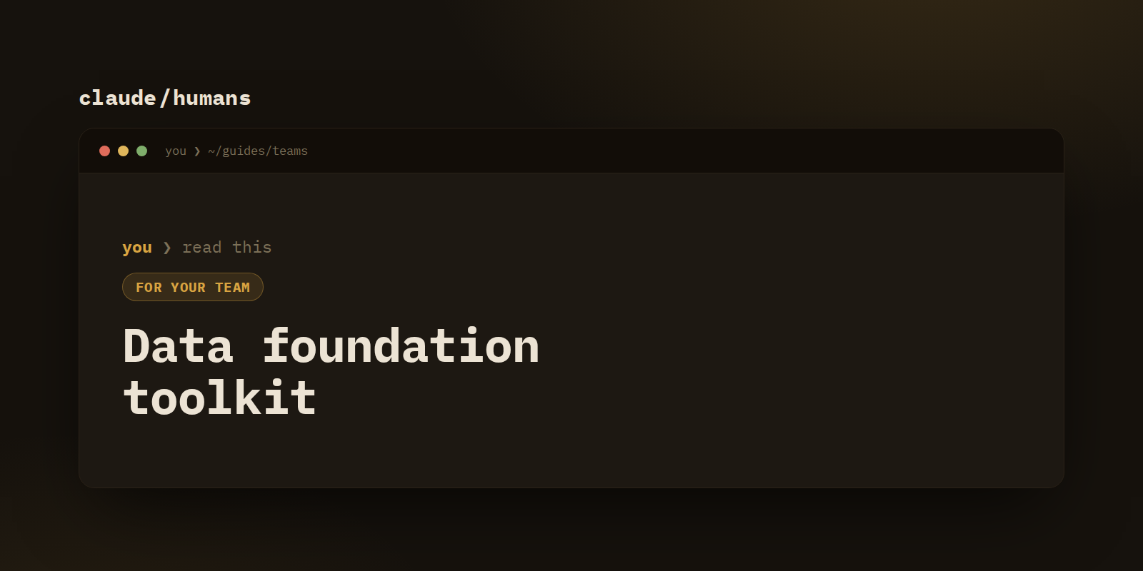 The Data Foundation toolkit: the files your team queries from