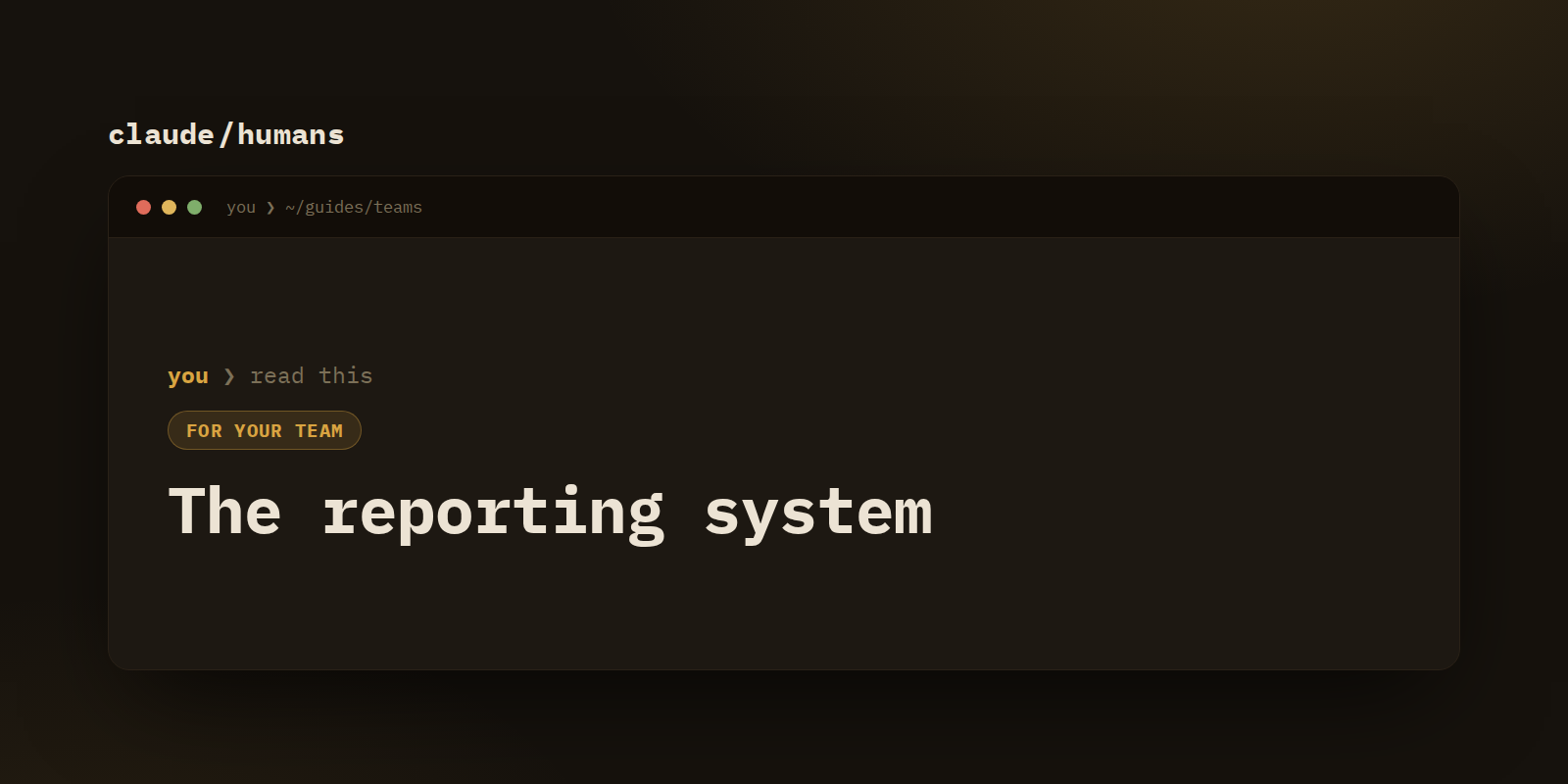 The reporting system: the monthly report that compounds, and self-serve analytics