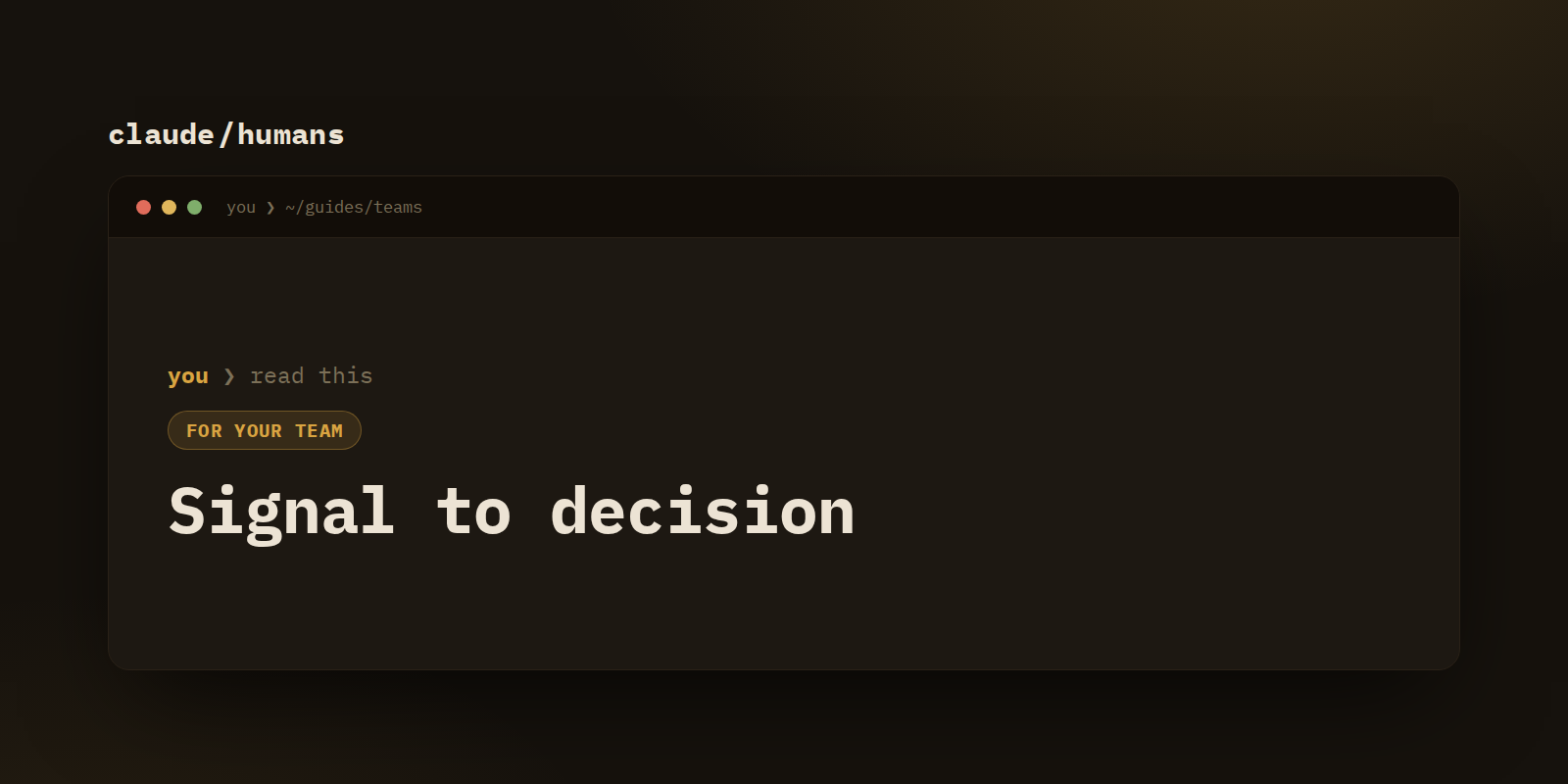 Signal to decision: turn scattered feedback into a defensible bet, and options into a call you can defend