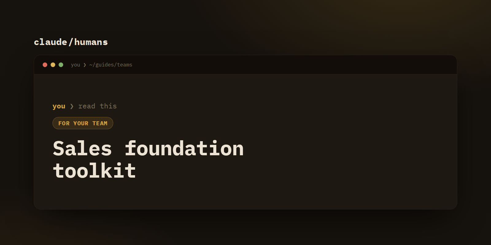 The Sales Foundation toolkit: the files your team installs